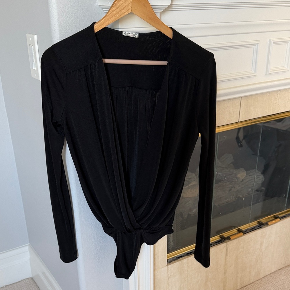 Free People Turnt Bodysuit Womens S Black Long Sleeve